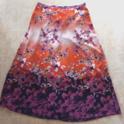 Maxi Falda One World Talla XL Floral Boho Hippie Cintura Elástica En Capas Púrpura Foto 1 de 3