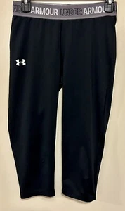 Under Armour Heat Gear Black Capri Leggings Girls Youth XL - Picture 1 of 7