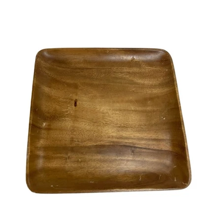 Monkeypod Serving Tray Square Wood Smooth Finish Modern Minimalist Entertaining - Image 1 of 4