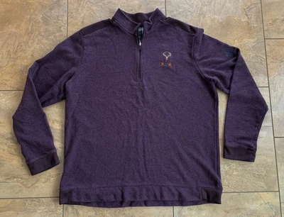 Camisa Pullover XL Púrpura Bordada Tobacco Road Golf Club Adidas Cuarto Cremallera Foto 1 de 4