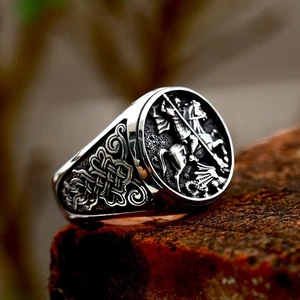 Stainless Steel Templar Warrior Faith Believer Cross Mens Rings-Size 7-13 - Picture 1 of 4
