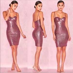 NWT House Of CB Samira Bodycon Metallic Dress Size Small - Picture 1 of 8
