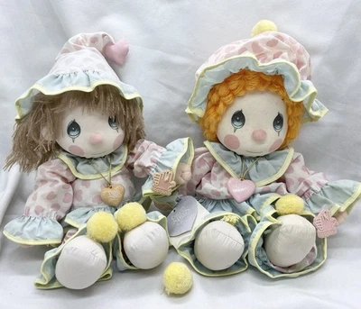 "Muñecas de payaso Donny & Peggy 1985 Precious Moments 14"" cuerpo suave con etiquetas medallones" Foto 1 de 4