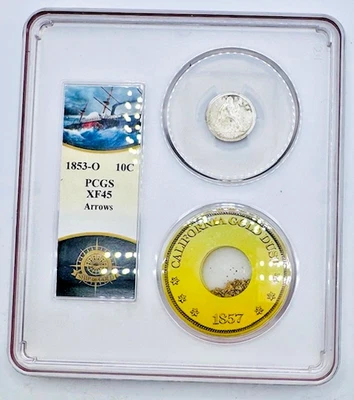 SS CENTRAL AMERICA SSCA RARE 1853-O 10C PCGS XF45 W/ GOLD PINCH 💥SHIPWRECK💥 - Image 1 of 4