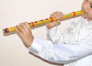 @ Bansuri Handcrafted Bamboo Flute Instrument Right Handed Bamboo Flute Red - Picture 1 of 5