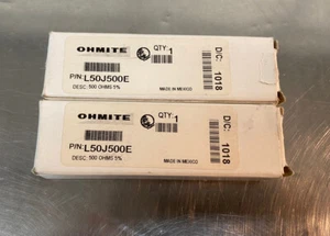 (2) OHMITE L50J500 RESISTORS NEW IN BOXES - Picture 1 of 2
