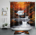 71 pouces ensemble de rideaux de douche automne forêt dorée décor cascade pour décoration de salle de bain