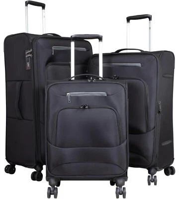 Nylon Trolley Rollkoffer Dehnfalte 360° aufrecht rollbar Adlum Schwarz M bis XL - Bild 1 von 4