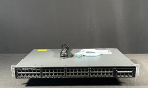 Cisco  WS-C3650-48FQM-S 48 Port  PoE+ 4x10G Uplinks Ports Gigabit Switch - Picture 1 of 5