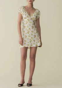 NEU DOEN Sera Kleid in Gold tummelnd Blumen Größe L $ 258 - Bild 1 von 6