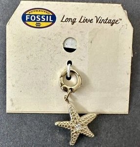 Fossil Charm Starfish with Crystal Gold Tone New Long Live Vintage - Picture 1 of 4