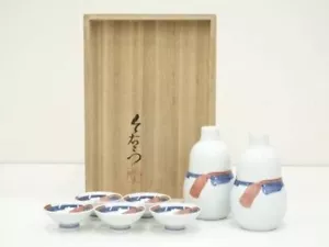 Imaizumi Imaemon Sake Set (Flaschen, Tassen) mit Box Brokat Kordelbemalung GEBRAUCHT - Bild 1 von 6