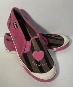 Girls Keds pink/brown I love Chocolate shoes size 2.0 - Picture 1 of 8