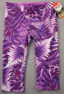 North Face Flashdry Women's Wood Violet Fern Print Motus Capris Tights NWT M $70 - Picture 1 of 8
