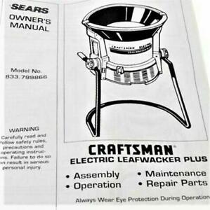 Craftsman Electric Leafwacker Plus Owner Manual 833.799866 Repair Operation New