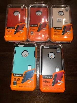 NEW Spigen Slim Armor Case for iPhone 6 Plus Red/Silver/Blue Kickstand - Image 1 of 4