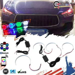 4 PIEZAS Bluetooth Control Remoto RGB LED Ojo de Demonio Halo Anillo para Retrofit de Faros - Imagen 1 de 12