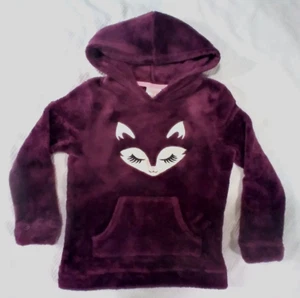 Kitty Face Hooded Faux Fleece Burgandy Jacket Jumping Bean Girls Size 6 - Picture 1 of 6