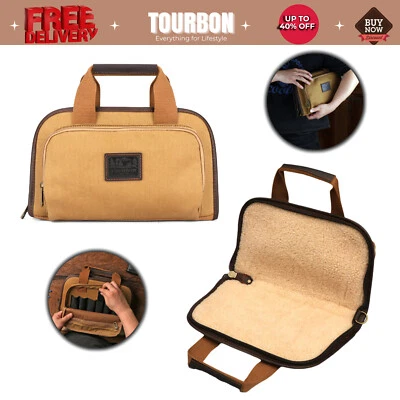Tourbon Canvas Pistol Carry Case Handgun Storage Handbag Padded Magazine Pouch - Image 1 of 4