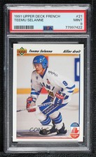 1991 Upper Deck French UD Logo Hologram Teemu Selanne PSA 9 MINT Rookie RC HOF
