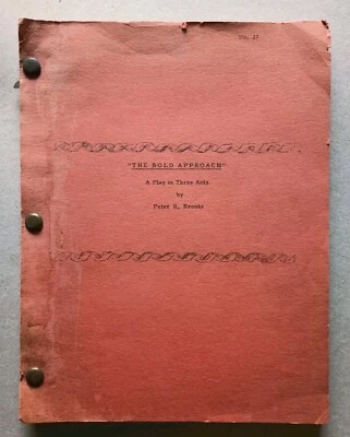 THE BOLD APPROACH Original Play Script by Peter R. Brooke - Image 1 of 4
