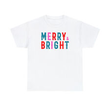 Womens Merry and Bright T Shirt, Christmas Holiday Shirt, Christmas Crew Shirt
