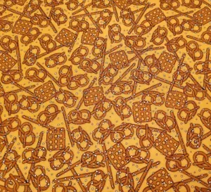 15" When in Doubt, Drink Stout Quilting Treasures Pretzel Print - Picture 1 of 3