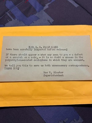 1956-1960 mint issued info. card only..no coins came with proof sets no coins - Image 1 of 2