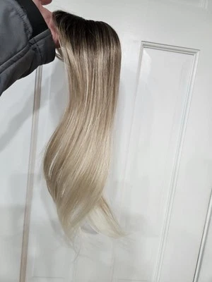 NUEVO TOPPER DE PELO LARGO con flequillo ombre rubio clip Foto 1 de 4