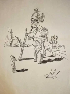 Salvador Dali COA art painting original drawing vintage paper signed stamped - Picture 1 of 5