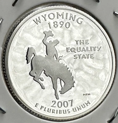 2007-S Wyoming Quarter 90% Silver Proof GEM DCAM Deep Cameo Coin - Image 1 of 4