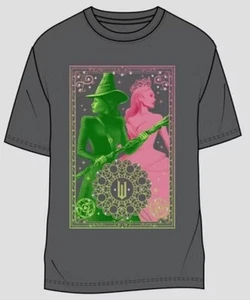 Wicked Art & Class Girls Oversize Graphic T-Shirt Elphaba & Glinda, Gray, NEW - Picture 1 of 5