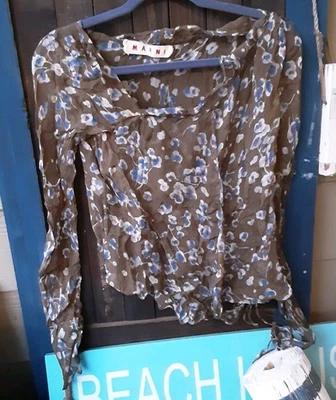 Top Marni Floral Verde Oliva Envolvente Manga Larga Talla 6 Foto 1 de 4