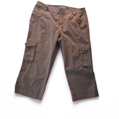 Pantalones cortos Lauren Ralph Lauren para mujer 10P marrón chocolate tiro medio cargo oscuro Foto 1 de 4