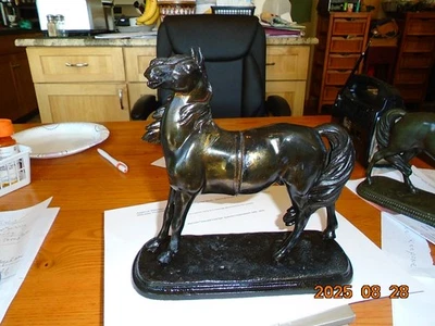 Antique Gilbert" Wild Horse"  Spelter Metal Horse Stallion  Clock Topper - Image 1 of 4