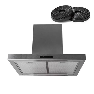 Umluft Wandhaube Block Edelstahl Dunstabzugshaube 60 cm, Filter, Fernbedienung - Bild 1 von 4