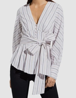 Bailey 44 Para Mujer Marfil Rayas Grande Faja Lorna Manga Larga Top Talla 4 Foto 1 de 2