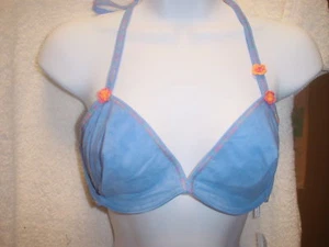 Bikini 34D/pequeño maíz azul con alambre Footprints 9248/9250 nuevo con etiquetas - Imagen 1 de 4