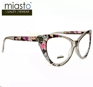 (2 PAAR) MIASTO GROSSES ""KATZENAUGE"" LESBRILLE + 3,00 TAUPE GRAU/BLUMEN - Bild 1 von 3
