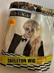 Adult LADY GAGA SKELETON Costume WIG NEW Blonde & Pink - Picture 1 of 1