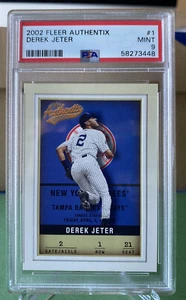 2002 Fleer Authentix #1 Derek Jeter PSA 9 Mint!! HOF Yankees - Picture 1 of 3