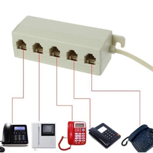 RJ11 jack 5 way outlet telephone modular line splitter plug adapter 6p4c' 'M2 - Zdjęcie 1 z 9