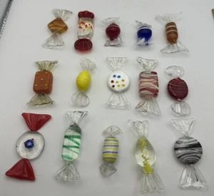 Lot of 15 Vintage Hand Made Art Glass Murano Style Candy Pieces - Picture 1 of 8