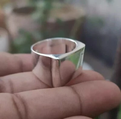 925 Sterling Silver Men's Ring Handmade Solid Heavy Men's Statement Band Ring - Image 1 of 4