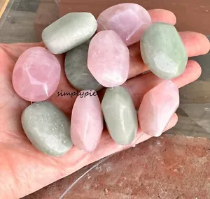 Quarzo rosa avventurina verde 10 perline pietre preziose ovali sfaccettate extra large #TUP - Foto 1 di 5