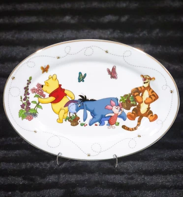 Winnie the Pooh SPRING DAYS Oval Tray Platter 13" Ceramic Butterfly Zrike Disney - Image 1 of 4