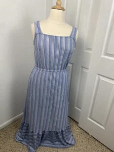 Maxi Vestido Lane Bryant 14 16 Bohemio Playa Cambray Azul Blanco Vestido - Imagen 1 de 11