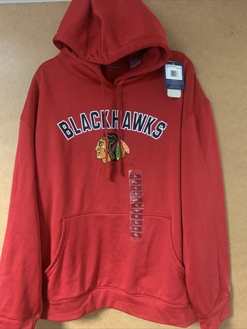 New Mens XL Chicago Blackhawks Champion Hooded Hoodie Hockey Sweatshirt Red NHL Cover