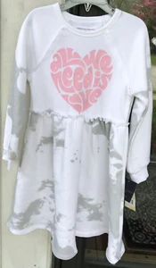 Grayson Girls XS 4-5 All We Need Is Love Valentines Tie-Dye Fleece Dress White N - Picture 1 of 7