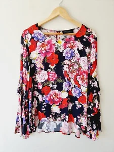 DECJUBA Black Floral Long Sleeve Blouse SIZE 12 top - Bild 1 von 5